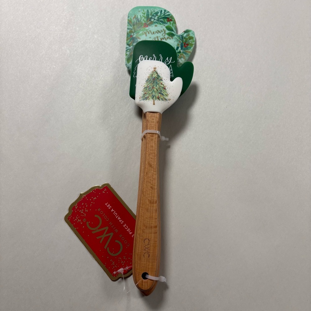 CWC Holiday Spatula Set with Bamboo Handles Set 3 NWT